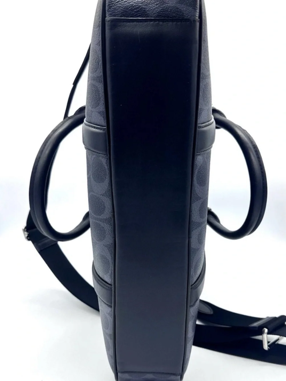 Coach Perry Slim Briefcase Laptop Bag Navy Blue Signature Coated Canvas F59057 - Picture 11 of 16